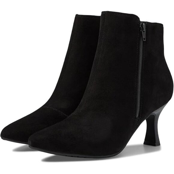 Clarks Womens Black Suede Glow Collection Zipper Heeled Ankle Bootie Sz 9 M New - Picture 1 of 12